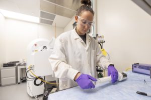 A student works in the lab